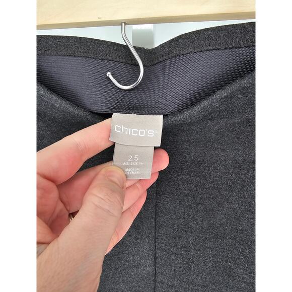 Chico's Women's Gray Heathered Pull On High-Rise Button Leg Trousers Size 2.5 - Picture 4 of 4